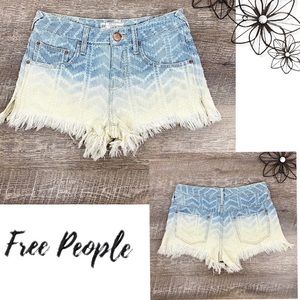 Free People Ombre Frayed Hem Shorts Sz 24